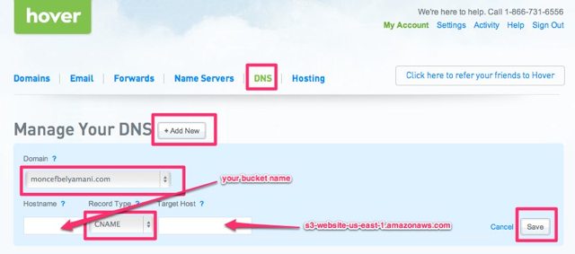 Manage DNS on hover.com