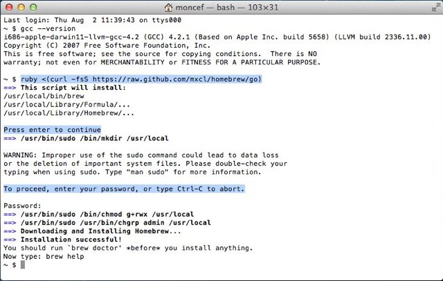 install homebrew on mountain lion