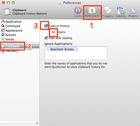 Capture Clipboard History with Quicksilver