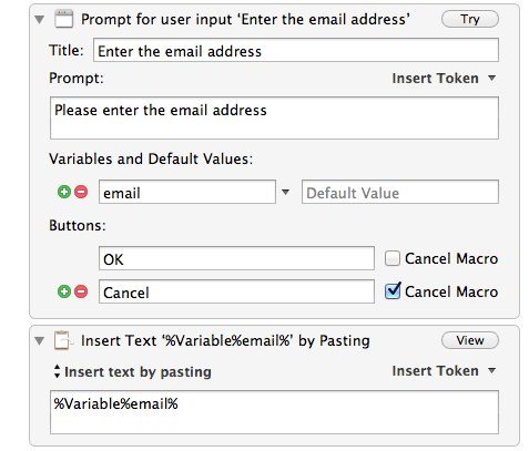 prompting for email address in Keyboard Maestro