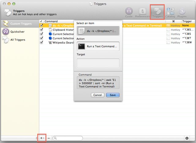 Show Clipboard Quicksilver Trigger